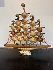 Vintage shell boat ship  shells  and Wood  Model nautical  