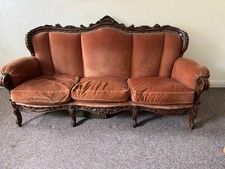 Vintage French Velvet Baroque Sofa