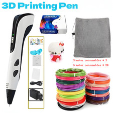 3D Printing Pen Set Doodle Printer Drawing 20 Colours PLA Filament Gift For Kids