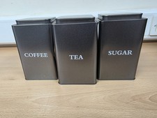 Tea Coffee Sugar Canisters,Metal Food Storage Jars with Airtight Lid-DENTED
