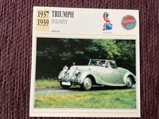 Triumph Dolomite,  1937/39,  Popular Class Car, G.B.,Collectors Card
