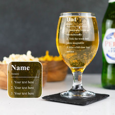 Personalised Noun Definition Beer Glass Engraved Stemmed Ale Craft Glass Gift