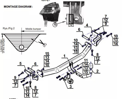 Swan neck tow bar - swan, for