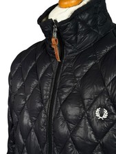 Fred Perry Diamond Quilt Padded Jacket Size XL Black Ska Mod Casuals Terraces
