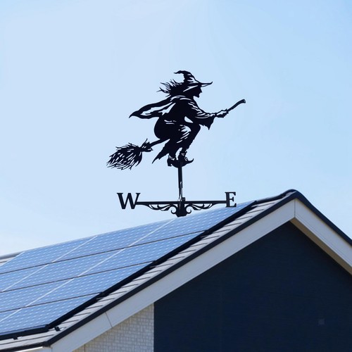 Iron black witch - iron, weathervane