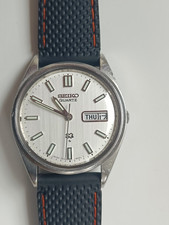 Lovely Seiko SQ Quartz vintage watch 7546-8360 silver dial new rubber strap