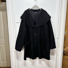 Elemente Clemente Coat Black 100% Wool Collared Button Oversized Size 2 Women’s
