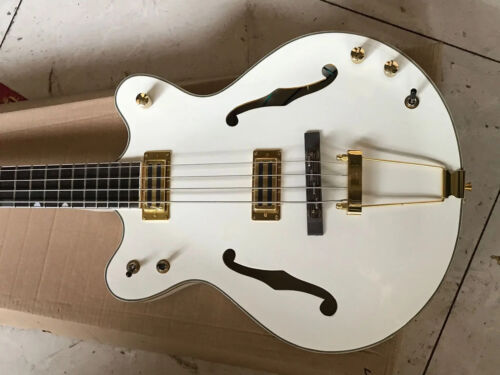 White electric bass guitar - white,
