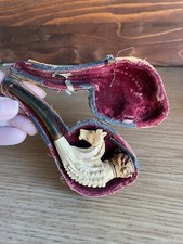 Antique Meerschaum Pipe with a Carving of a Horse Cased tobacco