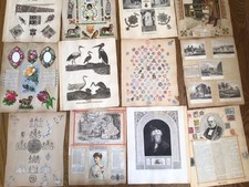 SCRAPS, CARDS AND CHROMO PRINTS - 12 LOOSE VICTORIAN ALBUM SCRAPBOOK PAGES (C)