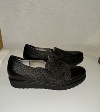 Luftpolster ladies Black Leopard Print leather flat shoes Size UK 4.5  RRP £90 