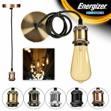 Energizer Ceiling Rose Pendant Cord Flex Hanging Lamp Antique Light Bulb Fitting