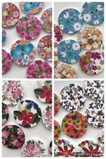 9 Large 25mm 2 hole Flat Round Wooden Buttons ideal for Sewing Knitting Crafts