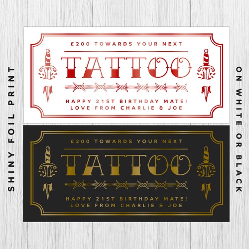 Tattoo voucher metallic - voucher, foiled
