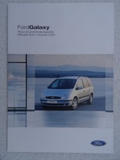 Ford Galaxy Price List & Model Specifier brochure 2002 - LX, Zetec, Ghia. 6 page
