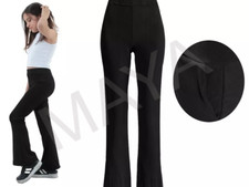 Girls School Trousers Pull Up Finely Soft Ribbed Stretchy Comfortable Fit