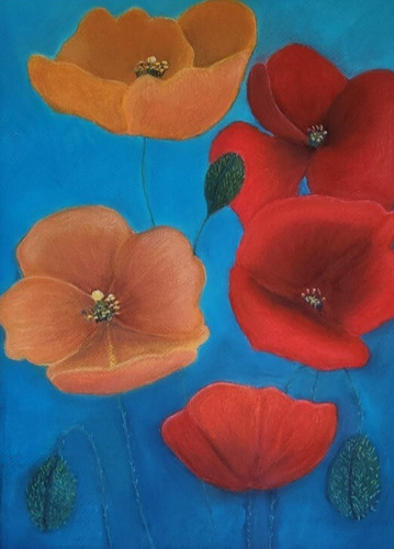 Poppies pastel artwork - poppies,