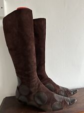 Bertie Brown Suede Leather Boots Wedge Heel Size 39