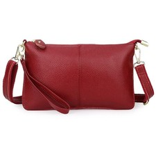 Womens Genuine Leather Clutch Messenger Handbag Crossbody Shoulder Bag Purse UK