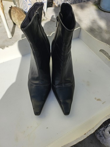 Ladies black leather ankle - black,