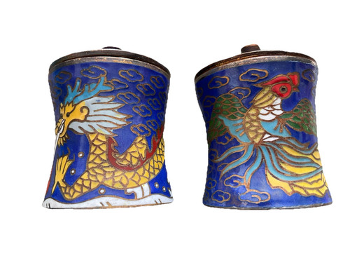 Vintage two cloisonne enamil - two,