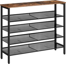 Shoe Rack 5-Tier Shoe Organizer 100x30x85cm Flat/Slant Adjustable shelf Rustic 