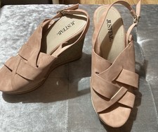 Faux Suede Nude Wedge Sling