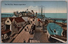 WESTON-SUPER-MARE - Somerset The Old Pier Vintage Postcard Posted 1917