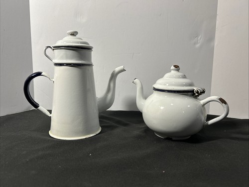 Pair french enamelware drip - pair,