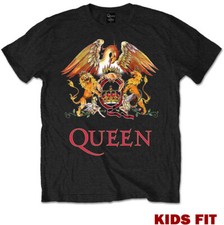 Official Queen T Shirt Classic Crest Kids Boys Girls Toddler Baby Retro Rock New