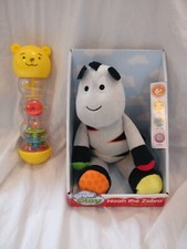 Sainsbury's Grow Play Noah The Zebra Comforter Toy Rattle Bear Shaker Rainmaker