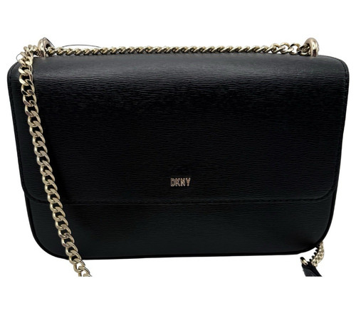 Dkny black leather logo - black,