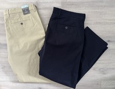 M&S MENS 2 PACK PAIRS NAVY & STONE REGULAR FIT CHINOS TROUSERS Waist 38” Leg 29”
