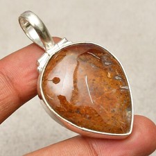 Crazy Lace Agate Gemstone 925 Sterling Silver Handmade Jewelry Pendant 1.89"