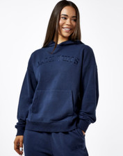 JACK WILLS Womens Navy Blue Embroidered Logo Hooded Sweater Hoodie UK 10 BNWT
