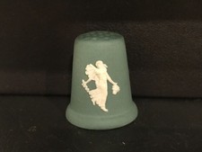Wedgwood Teal jasperware Floral  girl thimble in excellent condition.