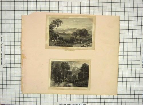 Original old antique print - old,