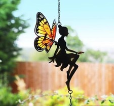 Glass Wing Fairy Bell Windchime Wind Spinner Suncatcher Garden Ornament Gift