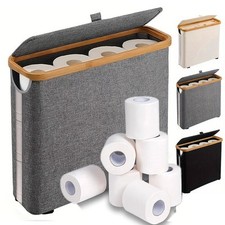 Bamboo OxfordCloth Toilet Paper Roll Storage Basket StorageBox Bathroom Organize
