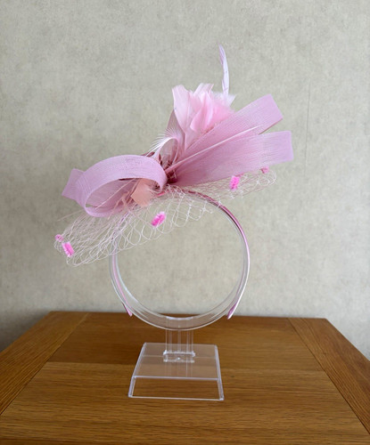 Pink flower feather fascinator - flower,