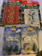 Vintage Supercook Christmas Cake Decorations Toppers & Frills Bundle