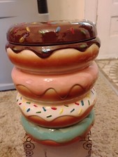 World Market Ceramic Stacked Donut Cookie Jar Sprinkles Decoration