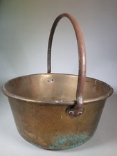 Vintage Large  Brass Jam Pan Preserve Pot Iron Handle 