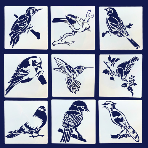 Bird stencils set 9 - set, of