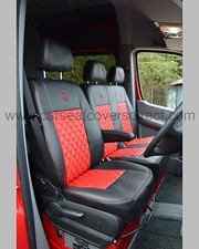 Mercedes Sprinter Van Tailored Seat Covers -  Black and Red Diamond (2nd Gen)