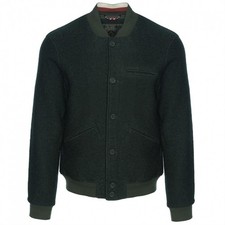 Merc Clothing Sherlock Woollen Bomber Jacket, Bottle Green, XL. Sale