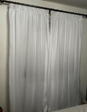White Lined Voile Curtains 46” wide x 90” long