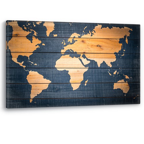 World map wood effect - wood, oceans
