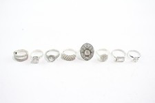 Sterling Silver Rings Clear Gemstone Cocktail Statement x 8 (30g)