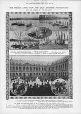 1908  Antique Print - NAVY MILITARY Hotel Des Invalides Seine Boats Pontoon(200)